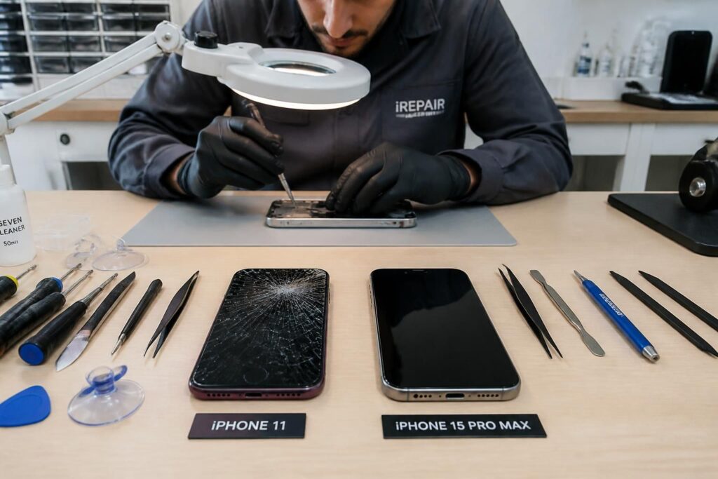 découvrez nos solutions rapides et efficaces pour la réparation d'écran iphone, du modèle iphone 11 jusqu'au dernier iphone 15 pro max. qualité garantie et service professionnel.