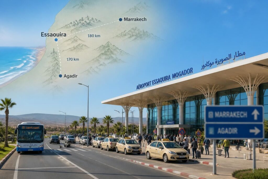 découvrez toutes les informations pratiques sur l'aéroport d'essaouira : accès, options de transports et distances vers marrakech et agadir pour organiser facilement votre voyage.