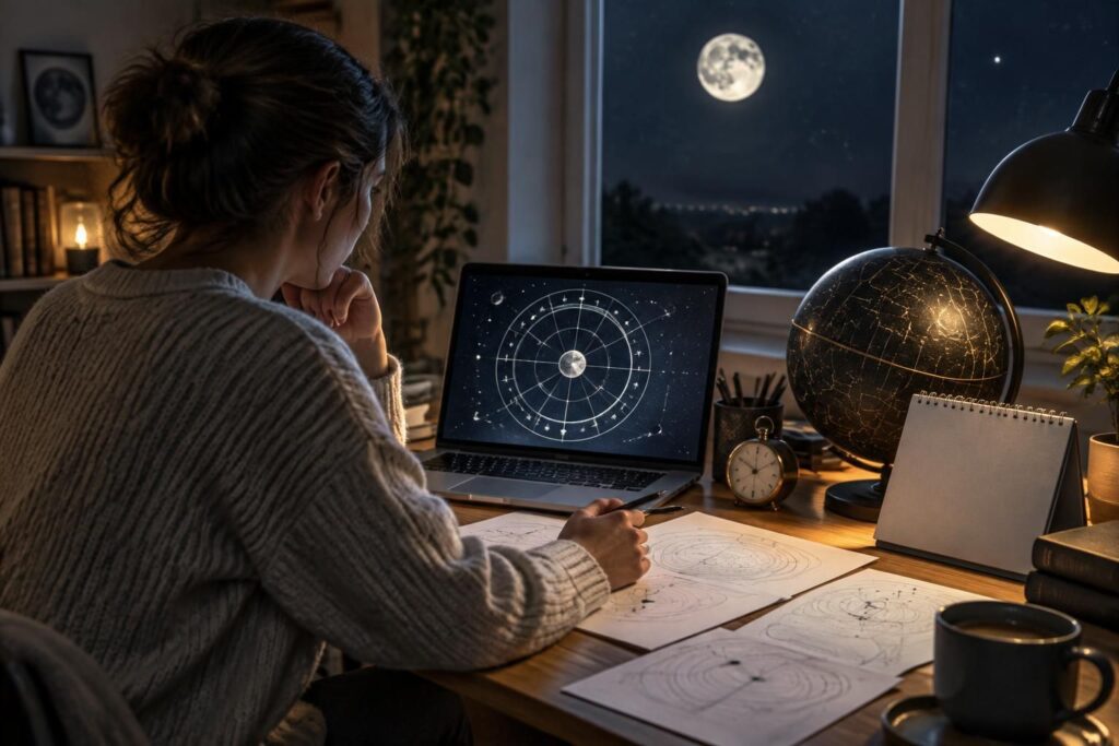 découvrez comment calculer votre signe lunaire grâce à votre date, heure et lieu de naissance, et comprendre ce qu’il révèle sur vos émotions.