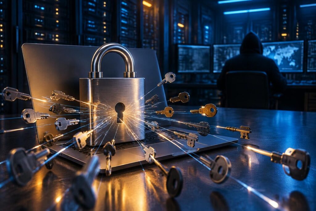 découvrez ce qu’est une attaque par force brute, comment elle fonctionne et son équivalent en anglais : « brute-force attack ».